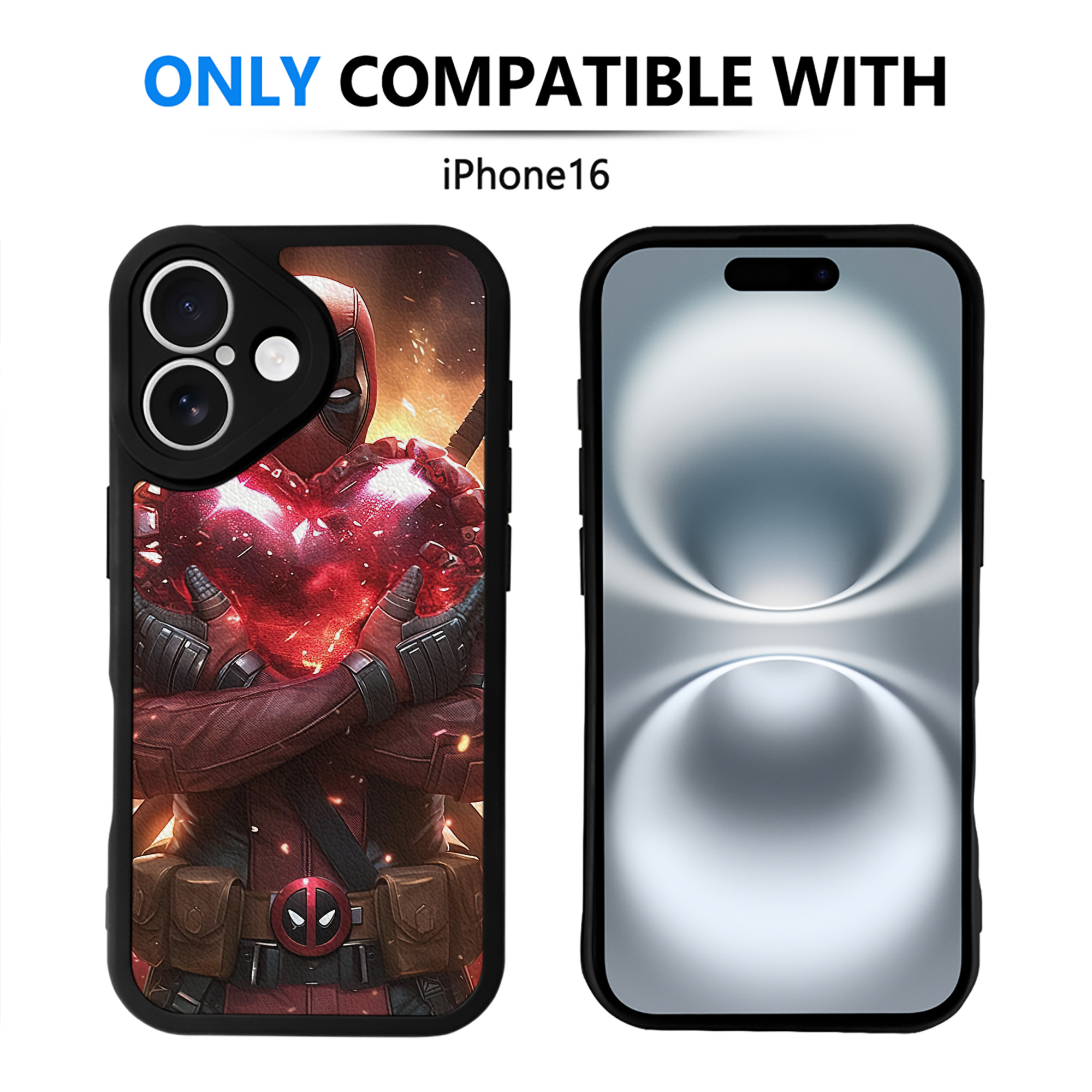 （画像用） Deadpool デッドプール 【iPhone 16シリーズ対応】シリコンスマホケース（レザー調） 材質：シリコン
